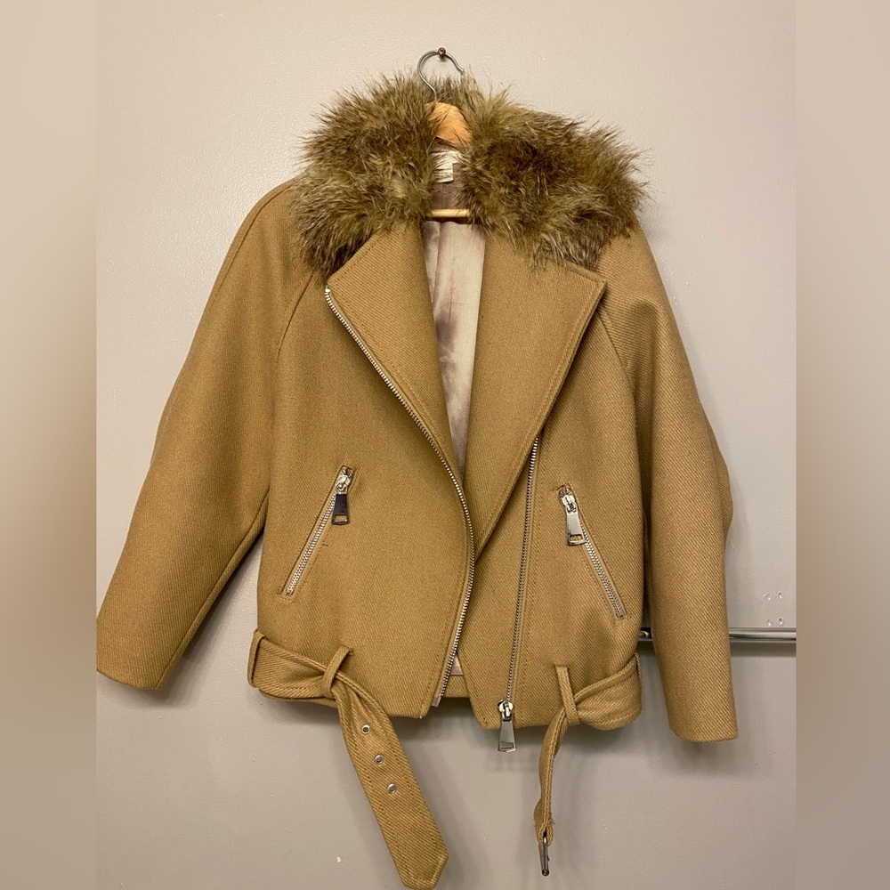 H&M Fur collar Moto style jacket